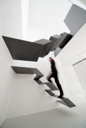Black And White Floating Staircase