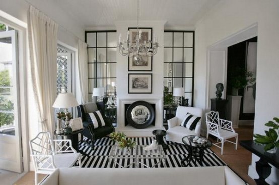 Black And White In Traditional Living Rooms