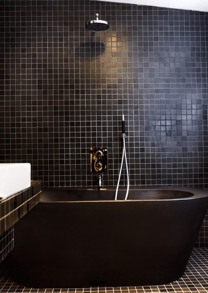 69 Almost Pure Black Bathroom Design Ideas - DigsDigs