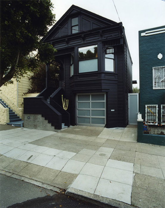 Blue Black Monochrome Victorian House