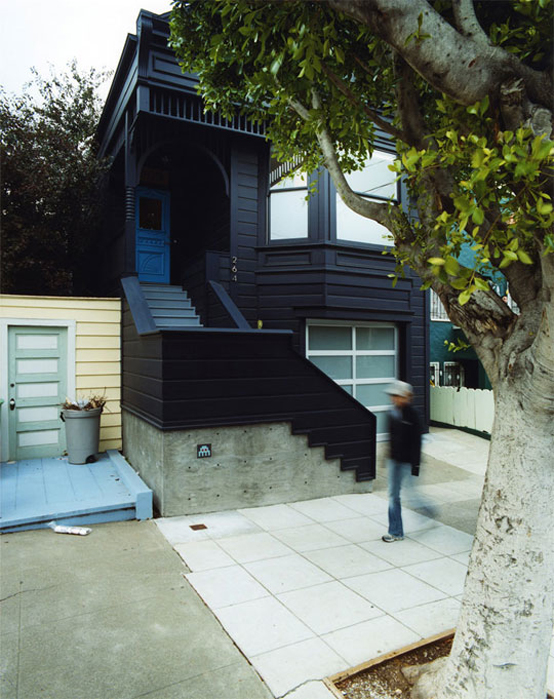 Blue Black Monochrome Victorian House