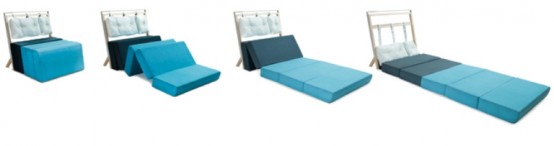 Blue Minmalist Seat And Bed In One