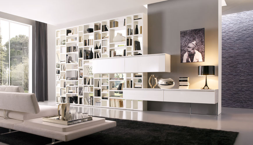 20 Modern Living Room Wall Units for Book Storage from Misuraemme