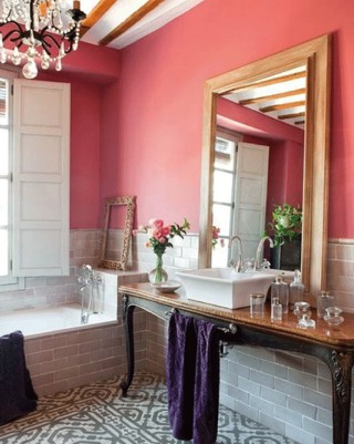 Bright Coral Bathroom