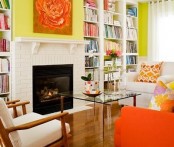 Bright Orange And Yellow Living Room