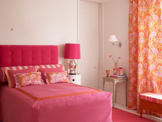 Bright Pink And Orange Girl Room
