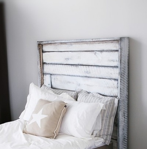 Relaxed Whitewashed Headboards, Diy White Washed Headboard