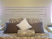 a whitewashedheadboard of planks like this one can be easily made by you yourself, even if there’s no headboard in your bed