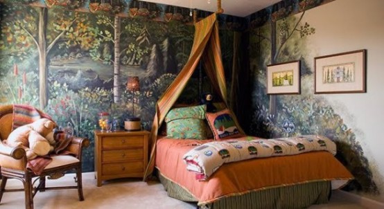 Even though canopies are for girls if you're planning a camping-themed room you can make the bed a focal point with one of them.