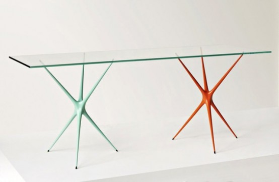 Changeable Supernova Trestle Table With Colorful Legs