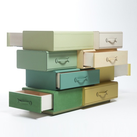 Chest Of Suitcases Of Colorful Leather