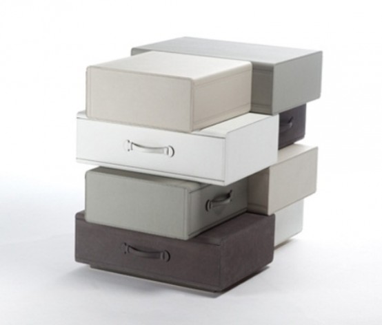 Chest Of Suitcases Of Colorful Leather