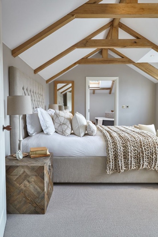 35 Chic Bedroom Designs With Exposed Wooden Beams - DigsDigs
