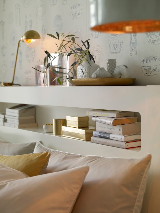 Chic Gold And White Bedroom Design