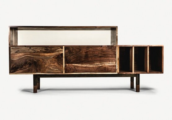 Chic Solid Walnut Coastal Credenza By Jeff Martin