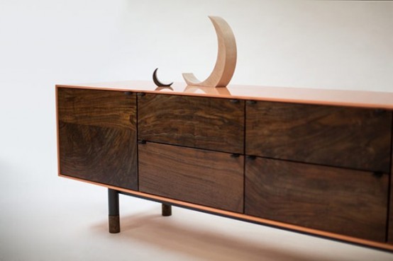 Chic Solid Walnut Coastal Credenza By Jeff Martin