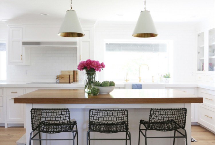 Chic White Kitchen Remodel With Brass Touches