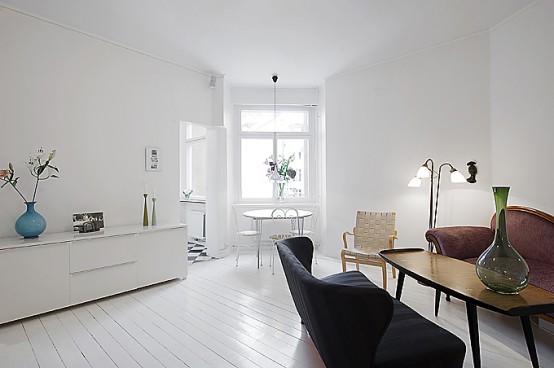Clean White Small Apartment Interior Design with Minimalism in Mind