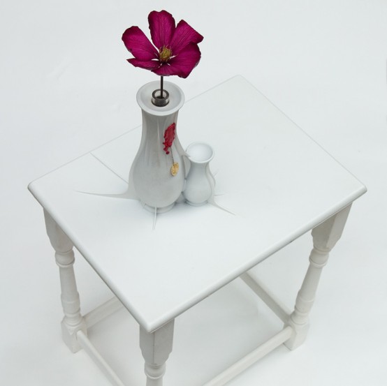 Pure White Coffee Table With BuiltIn Vases DigsDigs