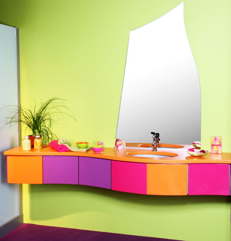 Coloful Bathroom With An Unusual Vanity