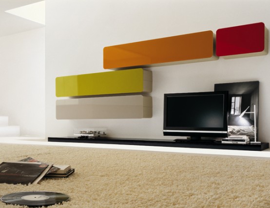 Colored Glass Wall Units For Living Room