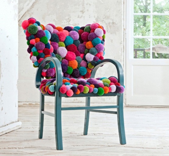 Colorful And Cozy Pompom Chairs And Rugs