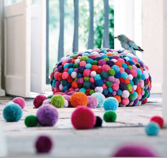 Colorful And Cozy Pompom Chairs And Rugs Digsdigs