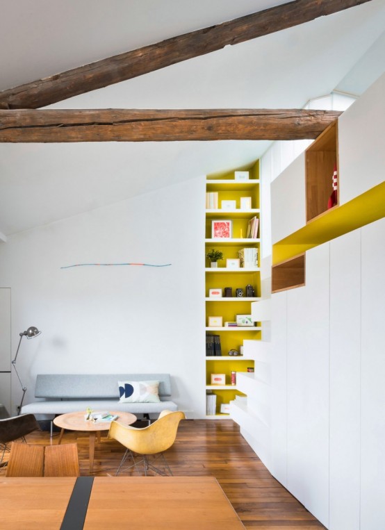 Colorful Apartment With A Multi-Functional Wall Unit - DigsDigs Colorful Apartment With A Multi-Functional Wall Unit - DigsDigs
