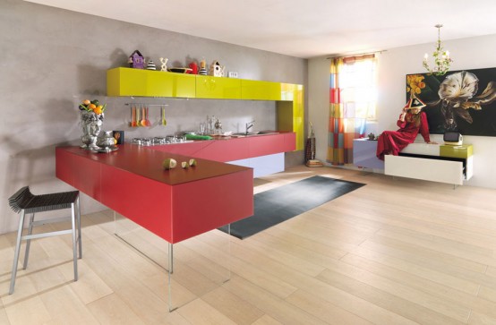 Kitchen Designs with Colorful Kitchen Cabinet Combinations