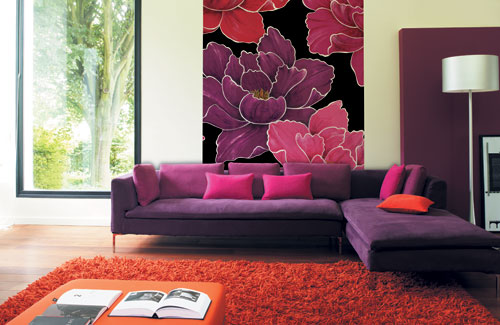 Colorful Living Room Design With A Large Print