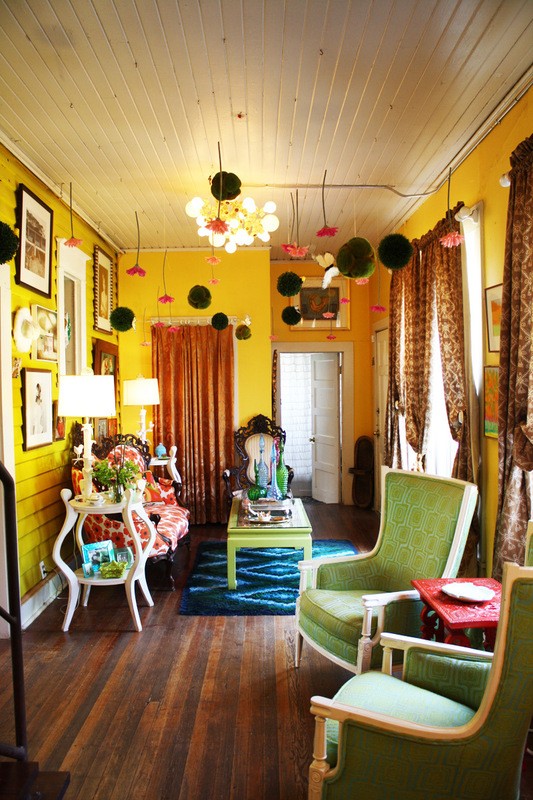 Colorful Living Room With Antiques