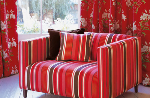 Colorful Living Room With Florals And Stripes Colorful Living Room With Florals And Stripes