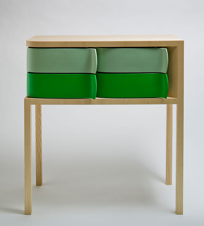 Colorful Modern Sideboards With Green Rotating Boxes