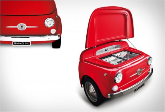 Colorful Smeg500 Fridge From A Vintage Car