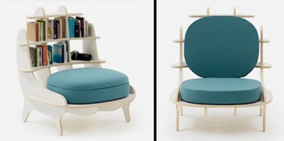 Comfy Chair With Built In Bookshelves For Book Lovers