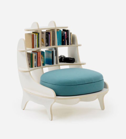 Comfy Chair With Built In Bookshelves For Book Lovers