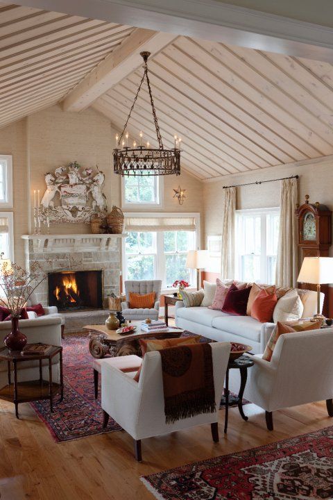 Comfy Farmhouse Living Room Designs To Steal Persian rugs looks fancy surrounded by upholstered furniture in pastel colors. The cool thing about such rugs is that patterns mask spills.