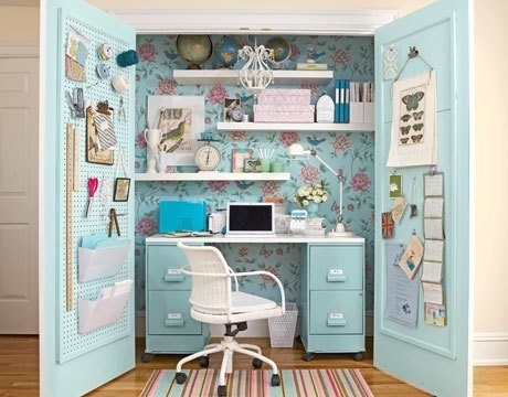 Compact Home Office In A Closet