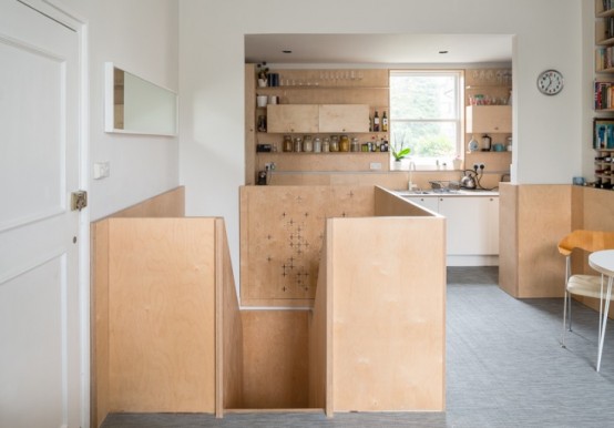 Compact Modern Apartment With Lots Of Plywood In Decor