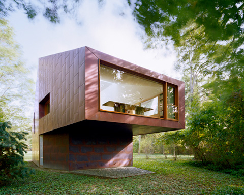Compact Writing Studio and Library On The Adjacent To The Main House Site