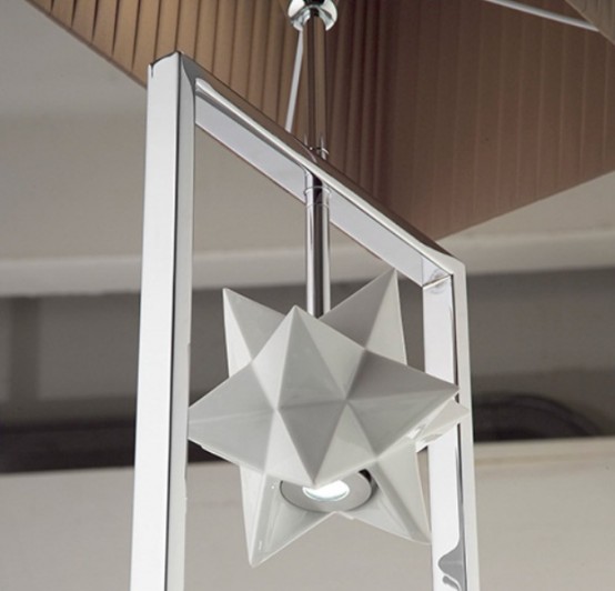 Complex Shaped Chandelier With A 3d Star