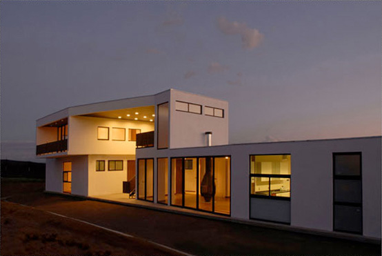 Contemporary House with Roofed Two Level Exterior Terrace