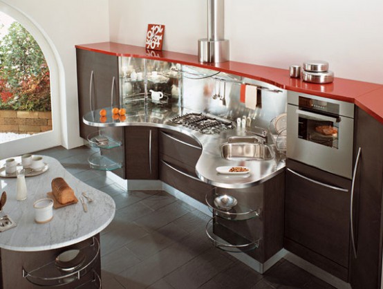 Contemporary Kitchens With Curved Tops Skyline By Snaidero