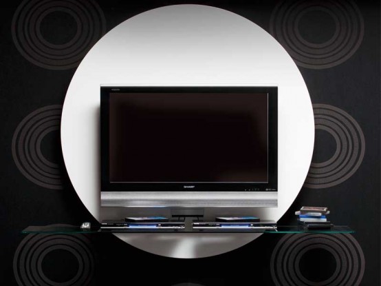 Contemporary Round White Tv Stand