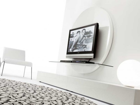Contemporary Round Black & White TV Stands from Pacini & Cappellini