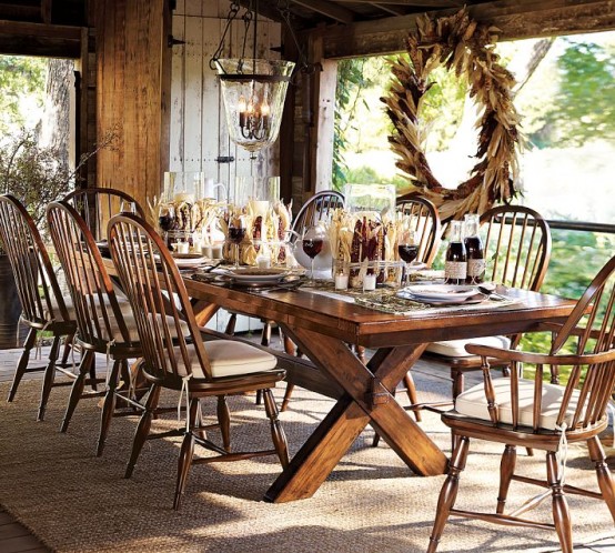 a corn husk and cob wedding is a stylish idea for decorating for a rustic Thanksgiving party like this one