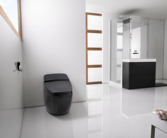 Cool Black Toilet With High Technologies