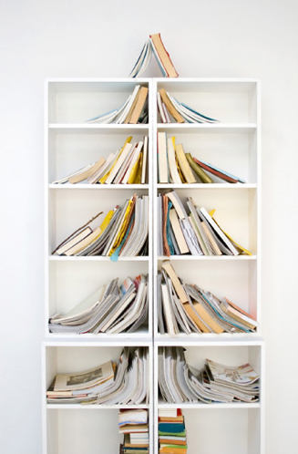Shelf Christmas Tree Shelf Christmas Tree (via swissmiss)