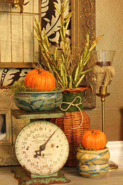bright faux pumpkins, branches and wheat for giving a rustic and vintage fall touch to the kitchen bright faux pumpkins, branches and wheat for giving a rustic and vintage fall touch to the kitchen