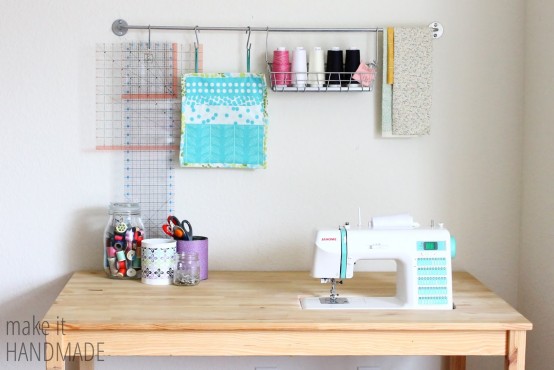 The table is perfect for sewing. You can even built a sewing machine in.